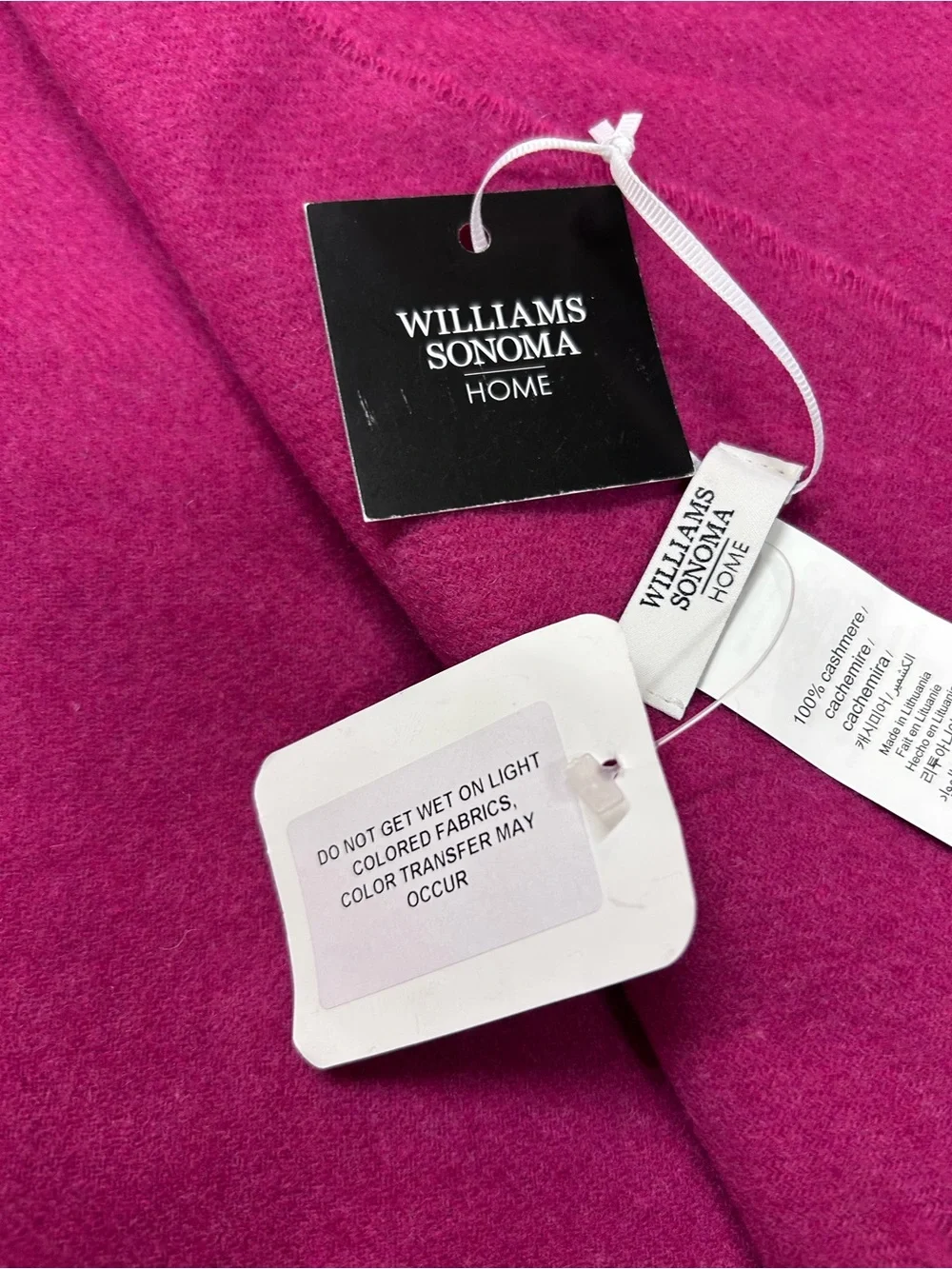 Williams Sonoma European Solid 100% Cashmere Throw Blanket Fringe 51